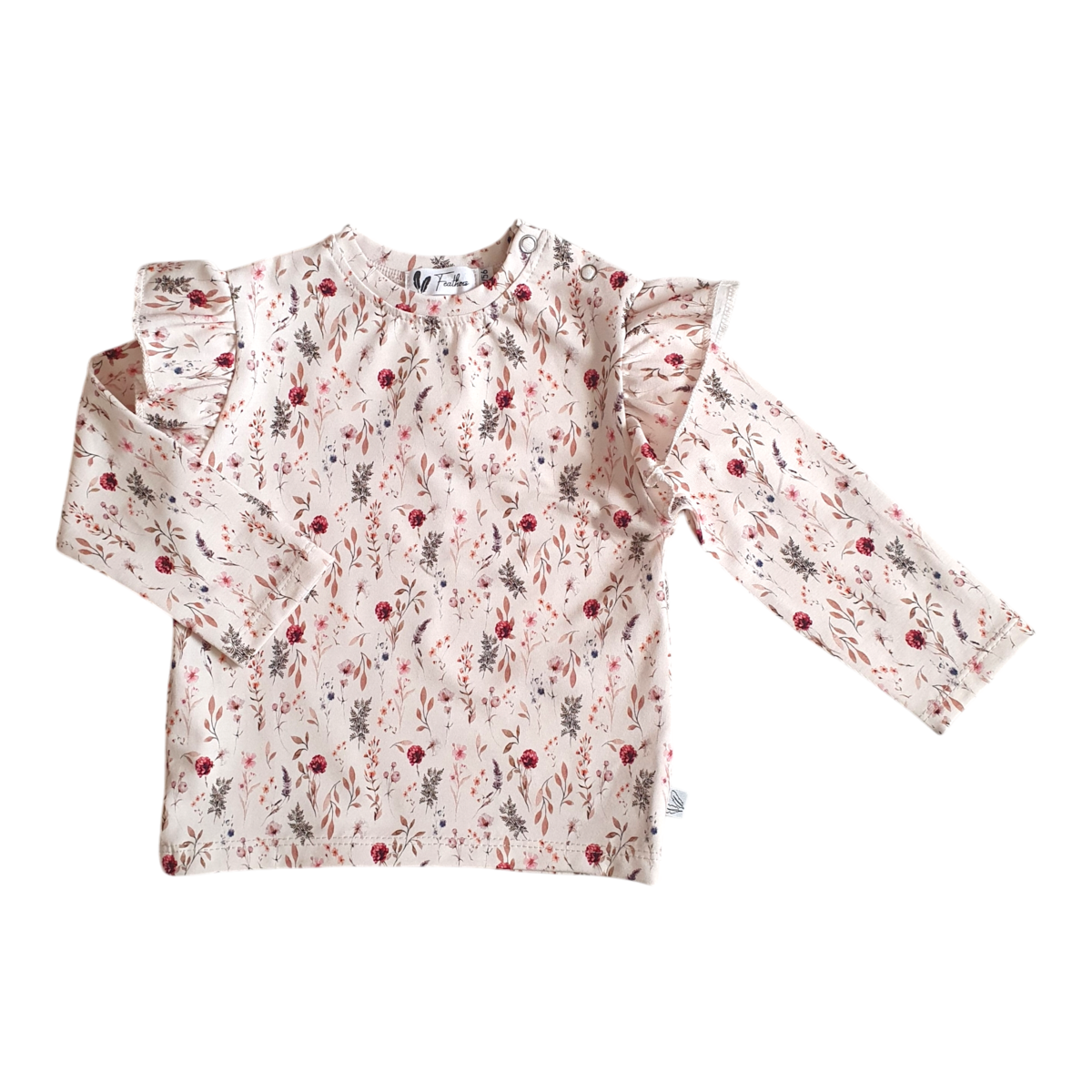 Baby Longsleeve Ruches Feathers - Romantische Bloemen