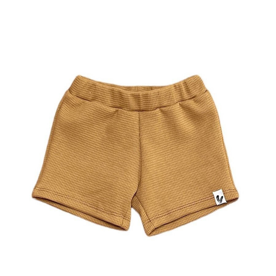 Baby Short Wafelstof Feathers - Camel