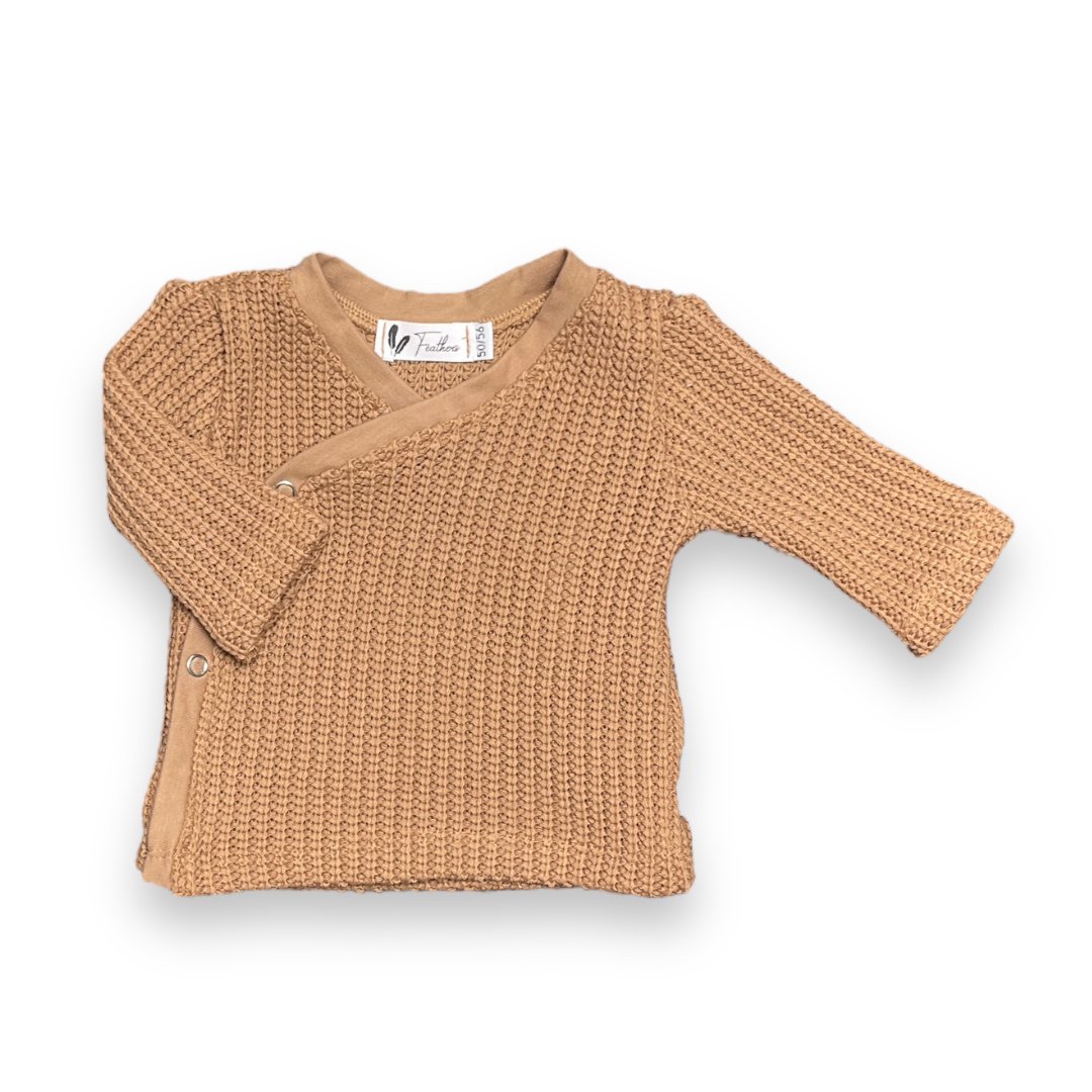 Baby Overslagshirtje Grof Gebreid Feathers - Cacao