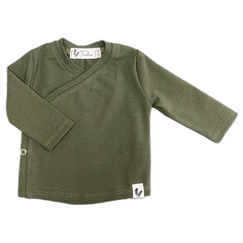 Baby Overslagshirtje Effen Feathers - Olijfgroen