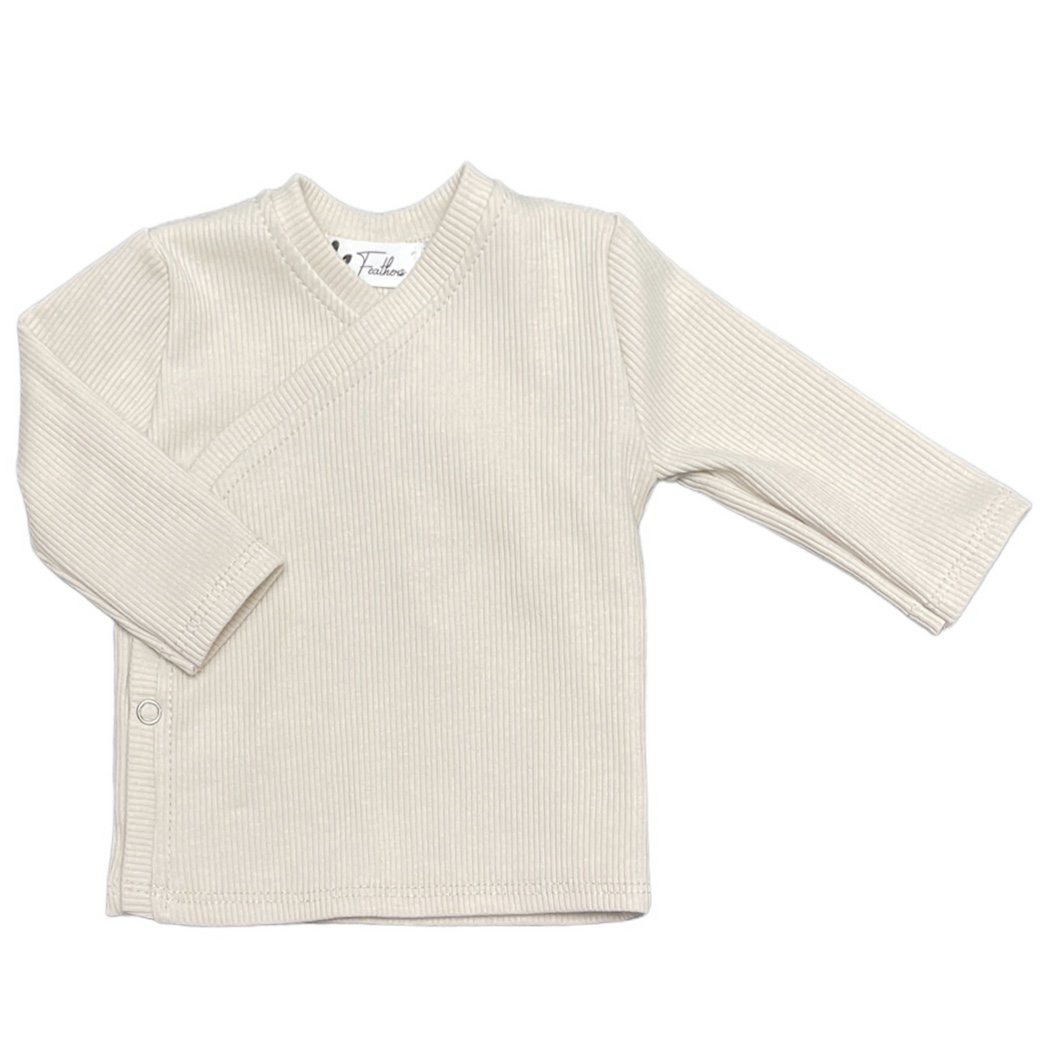 Baby Overslagshirtje Rib Feathers - Naturel Beige