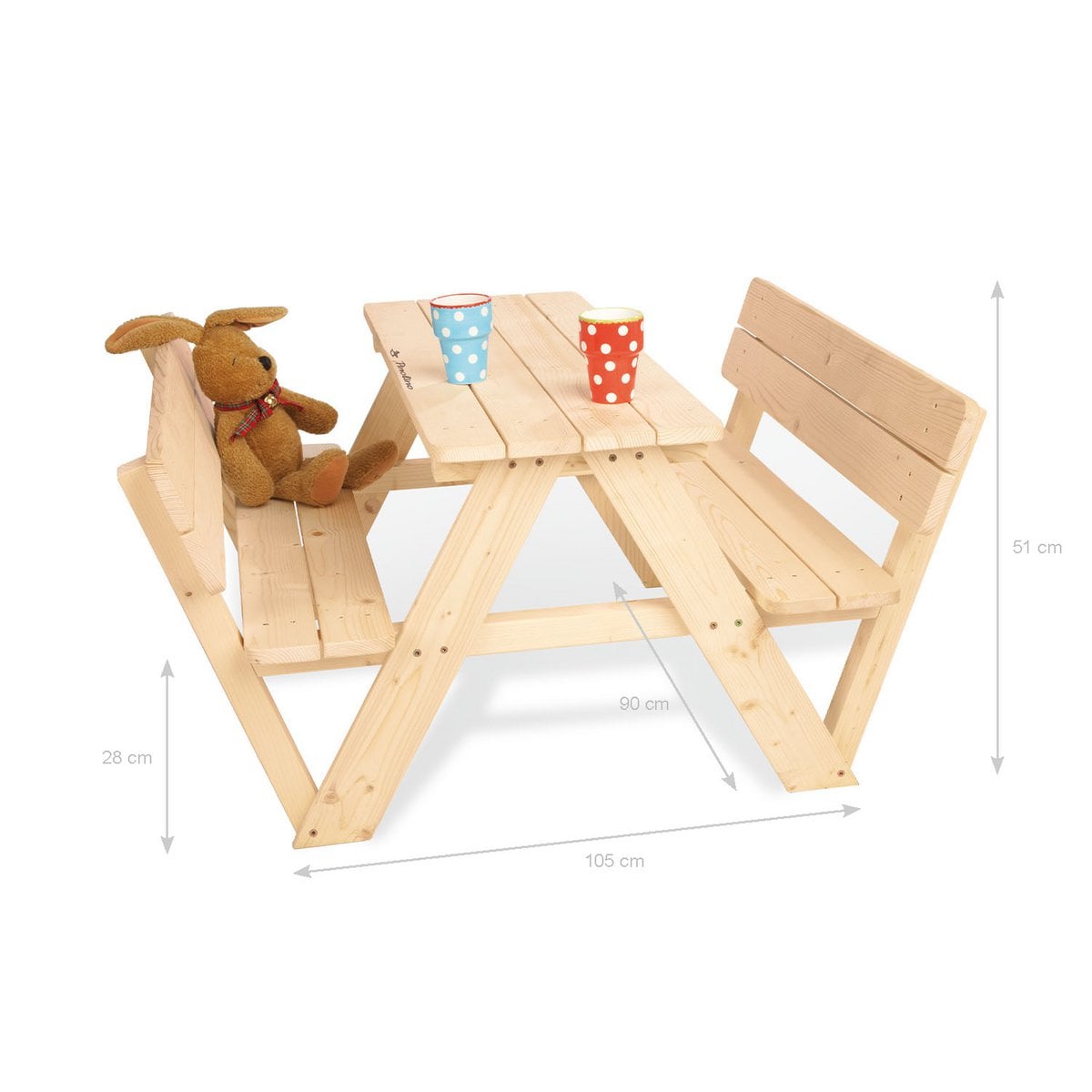 Picknickbank voor kinderen "Nicki voor 4 met Lehne", natuurlijk