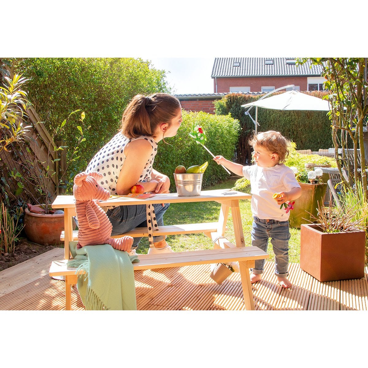 Picknickbank voor kinderen "Nicki For 4", natuurlijk