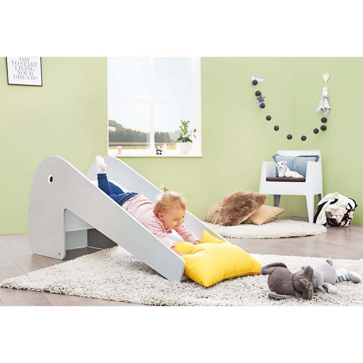 Indoor-slide "lotta", grijs/wit