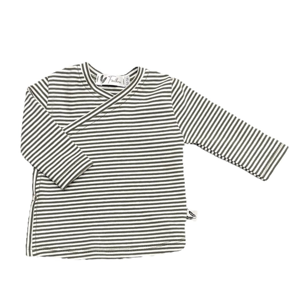 Baby Overslagshirtje Feathers - Streepjes Donkergroen