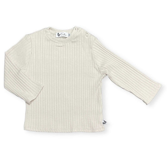 Baby Longsleeve Brede Rib Feathers - Naturel Beige