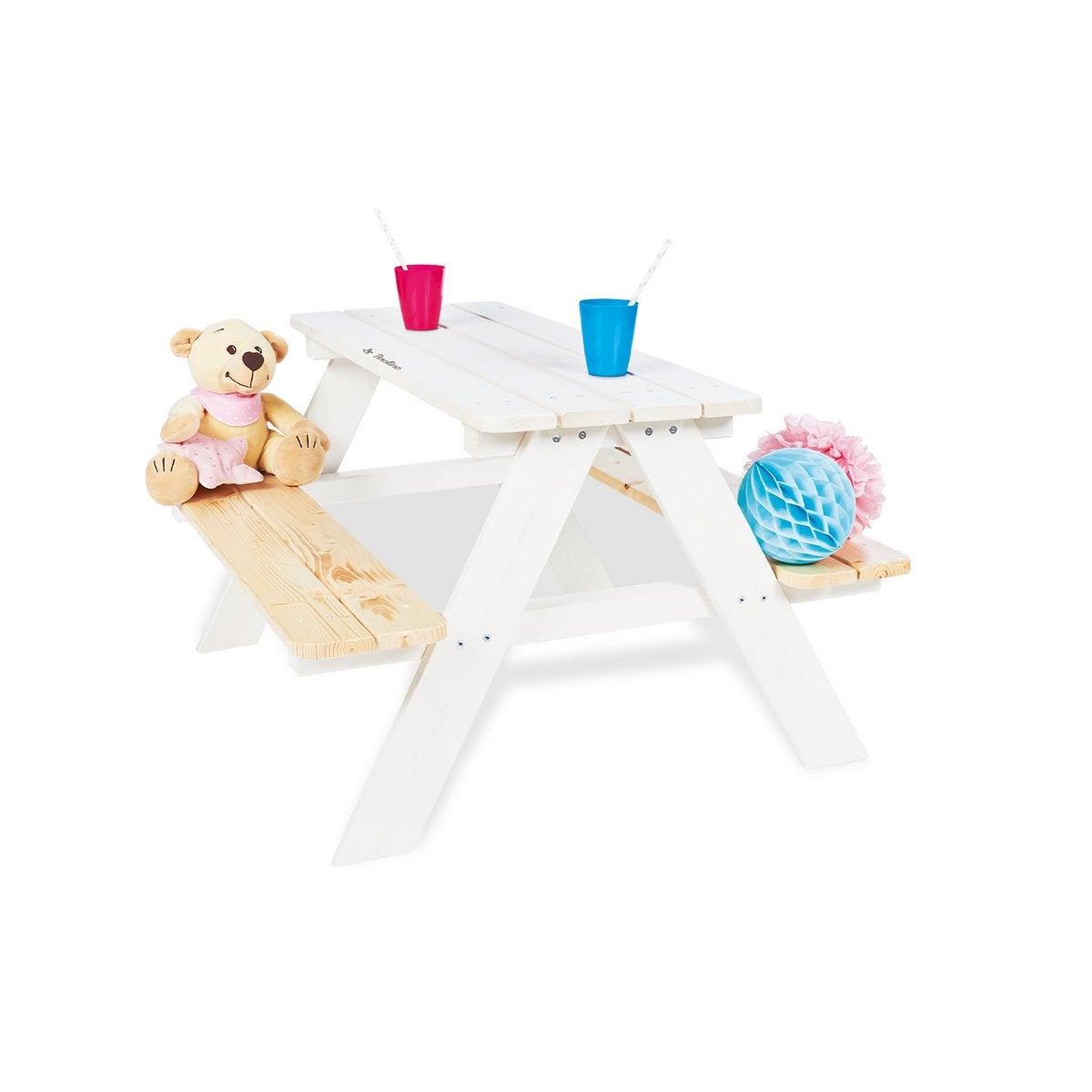 Picknickbank voor kinderen "Nicki für 4", wit