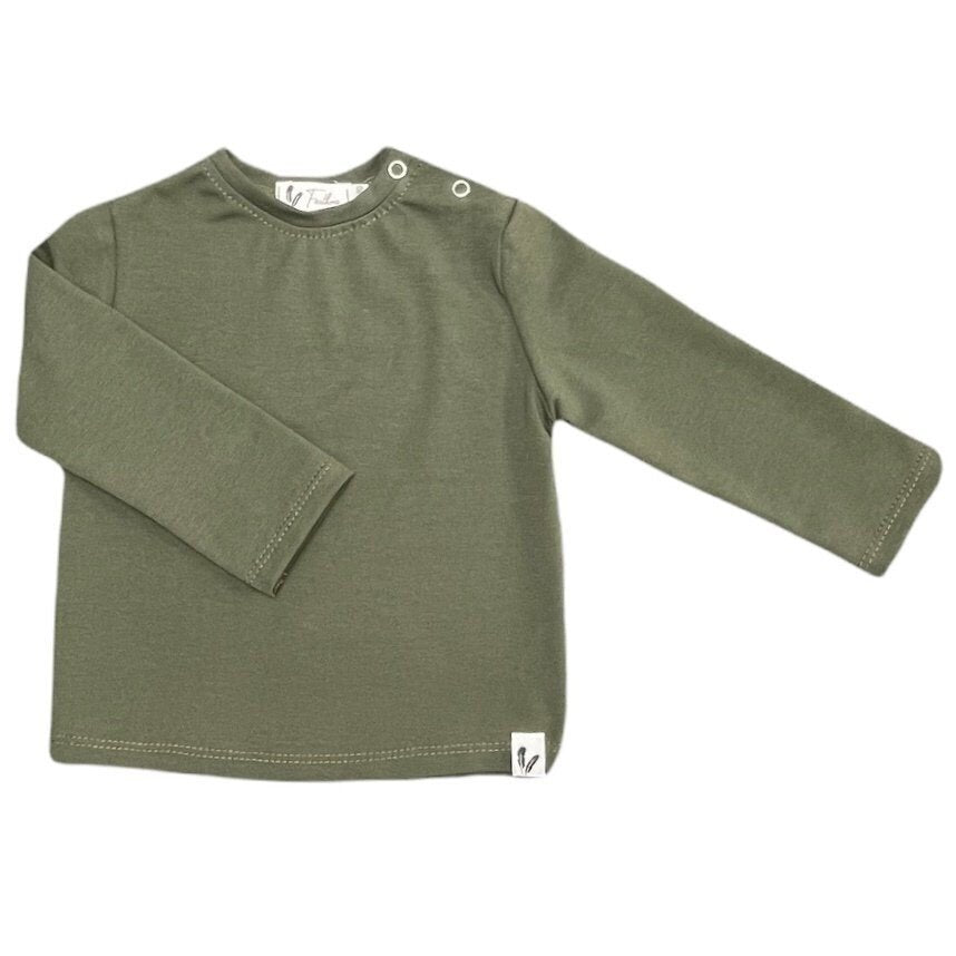 Baby Longsleeve Effen Feathers - Olijfgroen