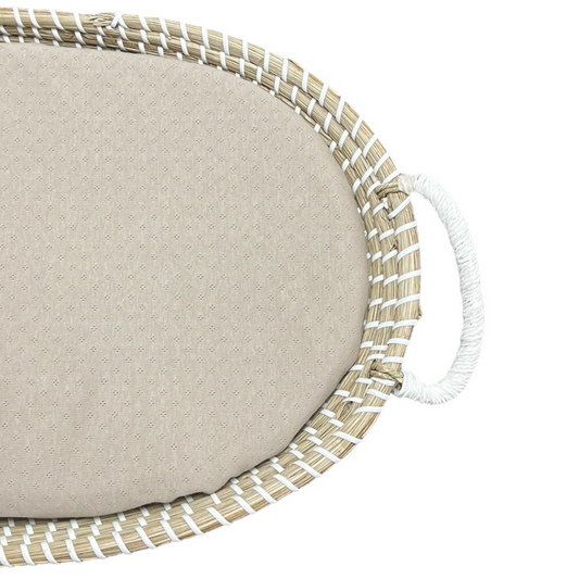 Matrashoes Mozesmand en Verschoonmand Pointelle Feathers - Donkerbeige
