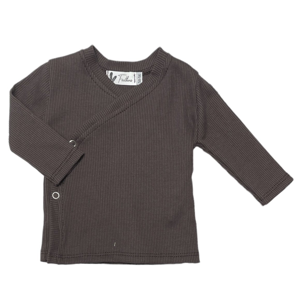 Baby Overslagshirtje Rib Feathers - Mokka