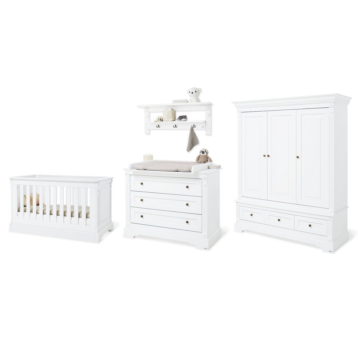 Kinderkamer "Emilia" brede grote incl. muurplank, 4 delen