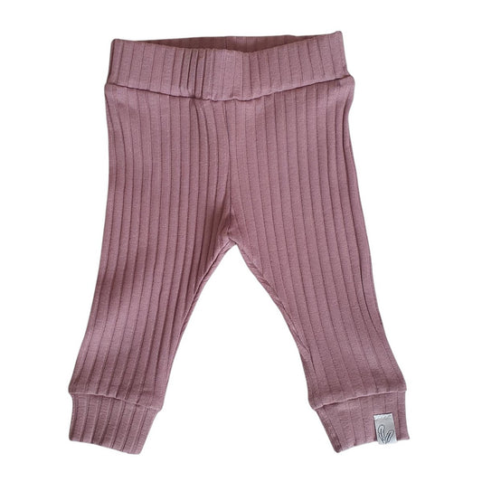 Newborn Broekje Brede Rib Feathers - Mauve