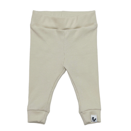 Newborn Broekje Rib Feathers - Naturel Beige