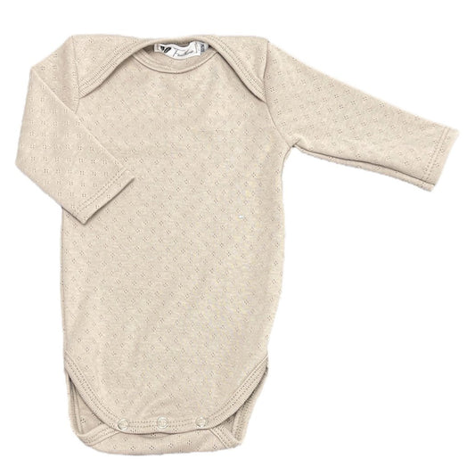 Baby Rompertje Lange Mouw Pointelle Feathers - Donkerbeige