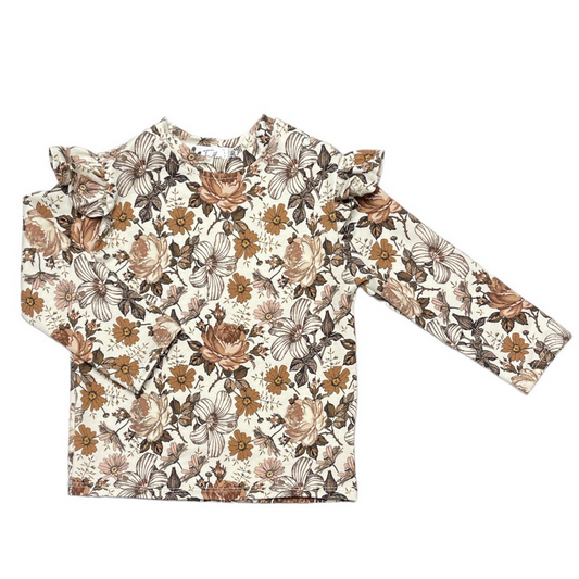 Baby Longsleeve Ruches Feathers - Engelse Tuin Bruin