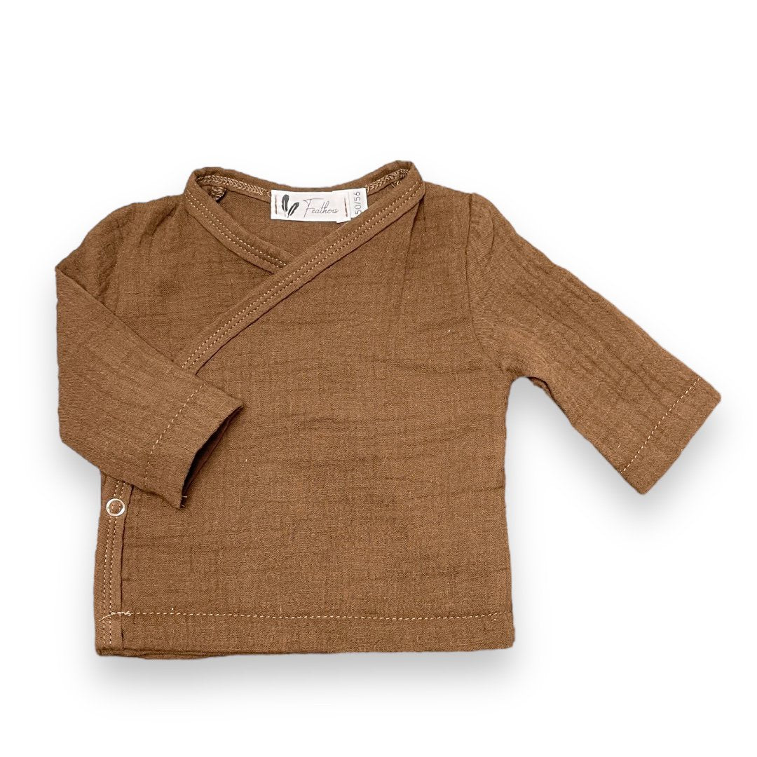 Baby Overslagshirtje Stretch Feathers - Bruin