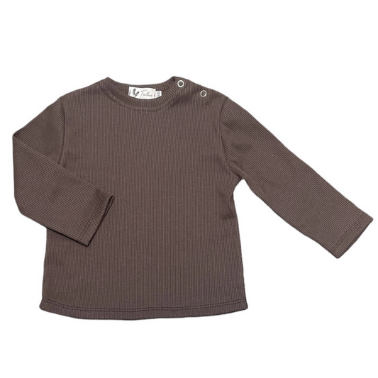 Baby Longsleeve Rib Feathers - Mokka