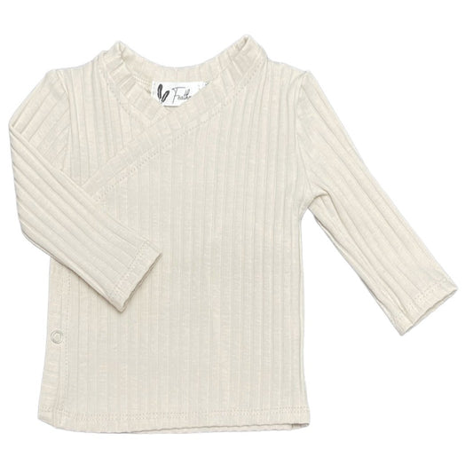 Baby Overslagshirtje Brede Rib Feathers - Naturel Beige