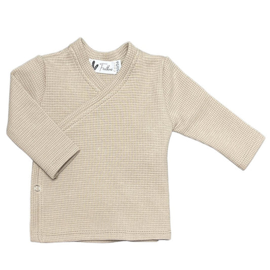 Baby Overslagshirtje Wafelstof Feathers - Donkerbeige