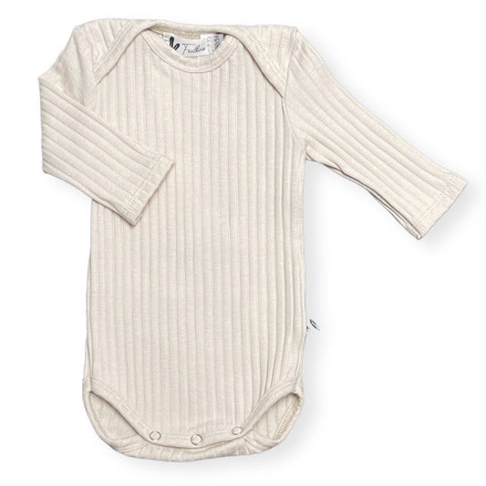 Baby Rompertje Lange Mouw Brede Rib Feathers - Naturel Beige