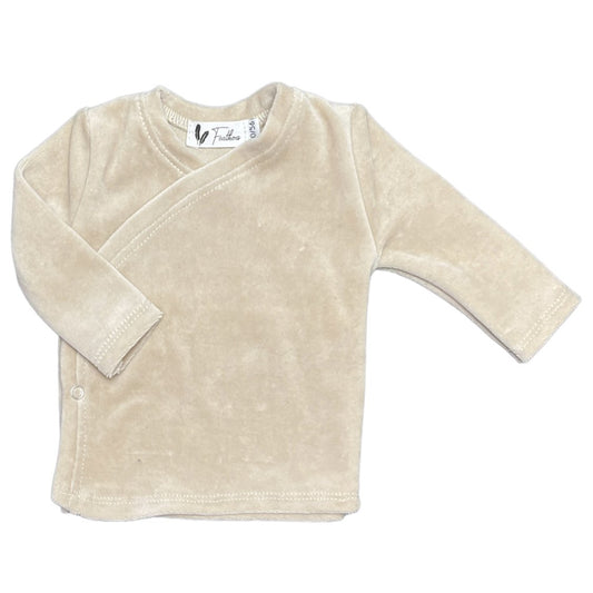 Baby Overslagshirtje Nicky Velours Feathers - Lichtbeige