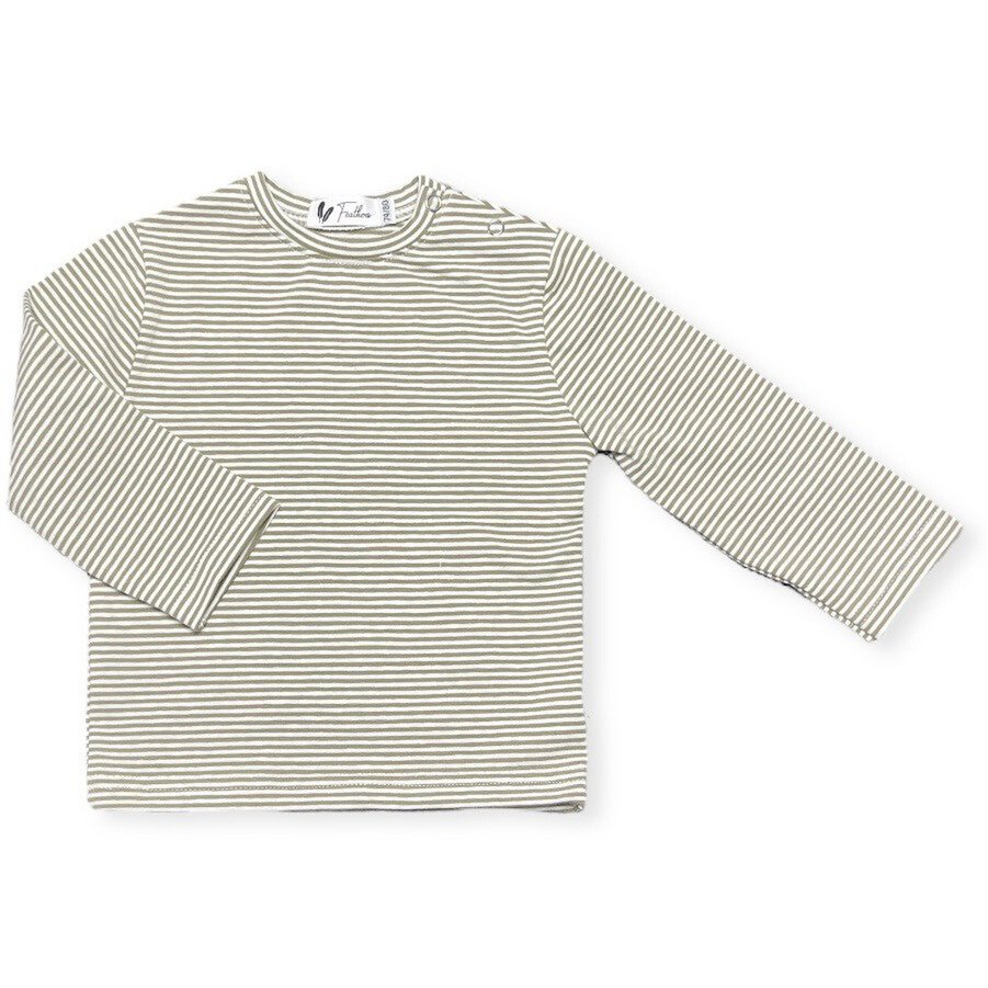 Baby Longsleeve Feathers - Streepjes Saliegroen