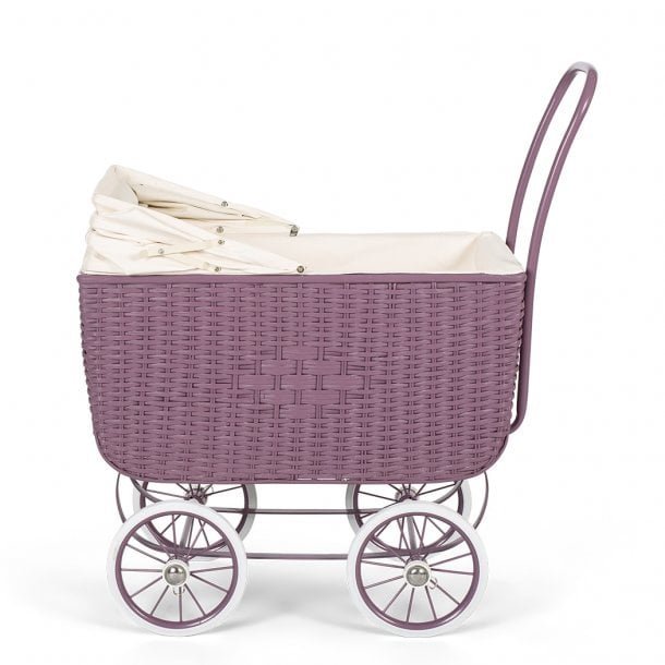 Poppenwagen Retro Rotan paars