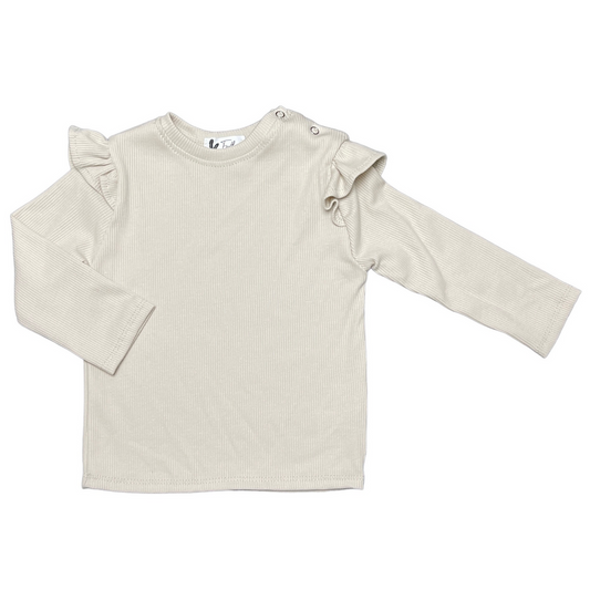 Baby Longsleeve Ruches Rib Feathers - Naturel Beige