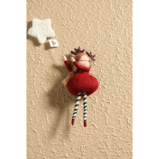 Kerstmeisje Wanddecoratie Elsa 2 Stories - Rood
