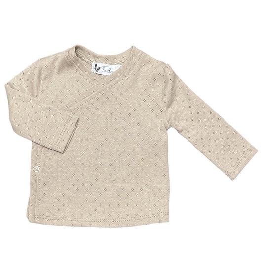 Baby Overslagshirtje Pointelle Feathers - Donkerbeige